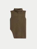 Brown ribbed tank top on a white background #color_cub