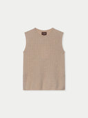Beige sleeveless sweater vest on a white background #color_beige