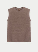 Brown sleeveless sweater vest on a light gray background #color_taupe