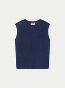 Navy blue sleeveless sweater vest on a light gray background #color_crown-blue