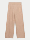 Organic Color Wide-Leg Ajour Knit Cashmere Pants Beige - Gobi Cashmere #color_beige