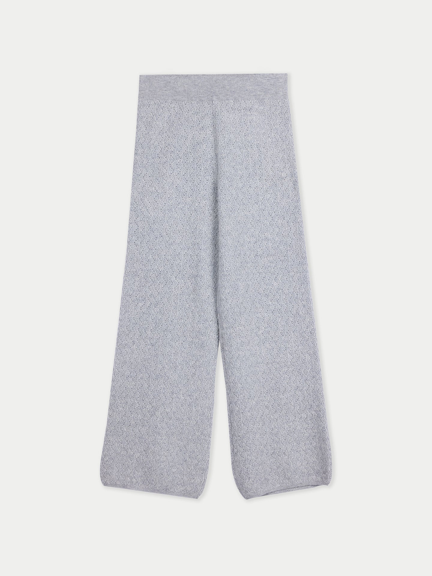 Wide-Leg Ajour Knit Cashmere Pants