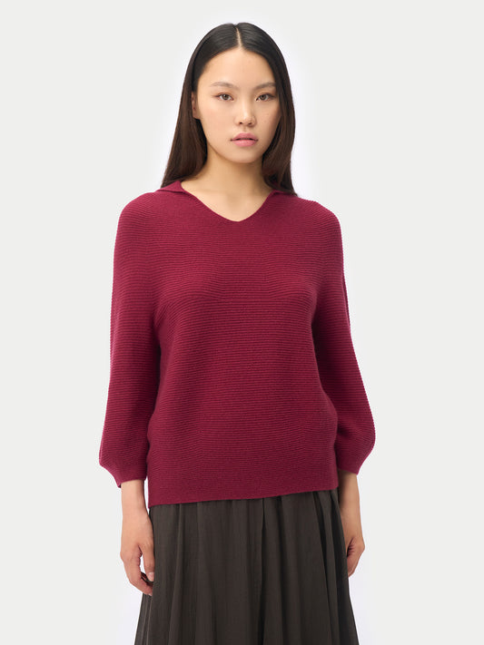 Open V-Collar Women's Polo Sweater