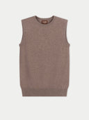 Brown sleeveless sweater vest on a light gray background #color_taupe