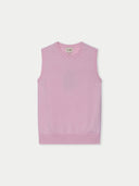 Pink sleeveless sweater on a white background #color_almond-blossom