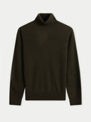 Dark green turtleneck sweater on a light gray background #color_avocado
