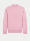 Pink mock neck sweater on a light gray background #color_almond-blossom