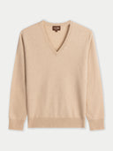 Organic Color Cashmere Timeless V-Neck Sweater Beige - Gobi Cashmere #color_beige