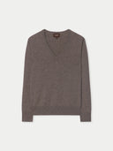 Brown v neck sweater on a light gray background #color_taupe