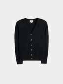 Black  V-neck cardigan on a light gray background #color_black