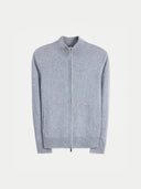 Gray zip-up sweater on a light gray background #color_dim-gray