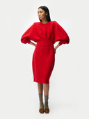 Cashmere Sculptural Dress Fiery Red - Gobi Cashmere #color_fiery-red