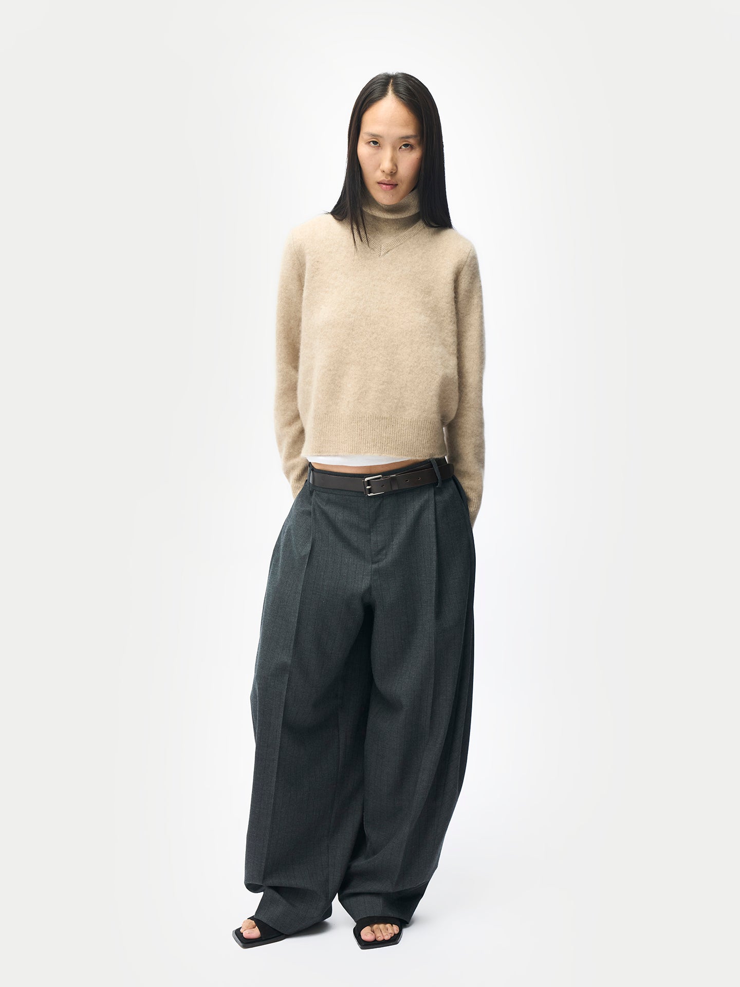 Organic Color Dual-Collar Cashmere Sweater