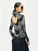 Rope Knot Print Cashmere Silk Sweater Black - Gobi Cashmere #color_black