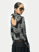 Rope Knot Print Cashmere Silk Sweater Black - Gobi Cashmere #color_black