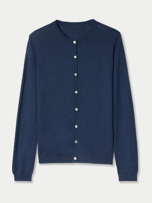 Cashmere-Silk Crew Neck Cardigan