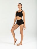 woman wearing cashmere black underwear set #color_black