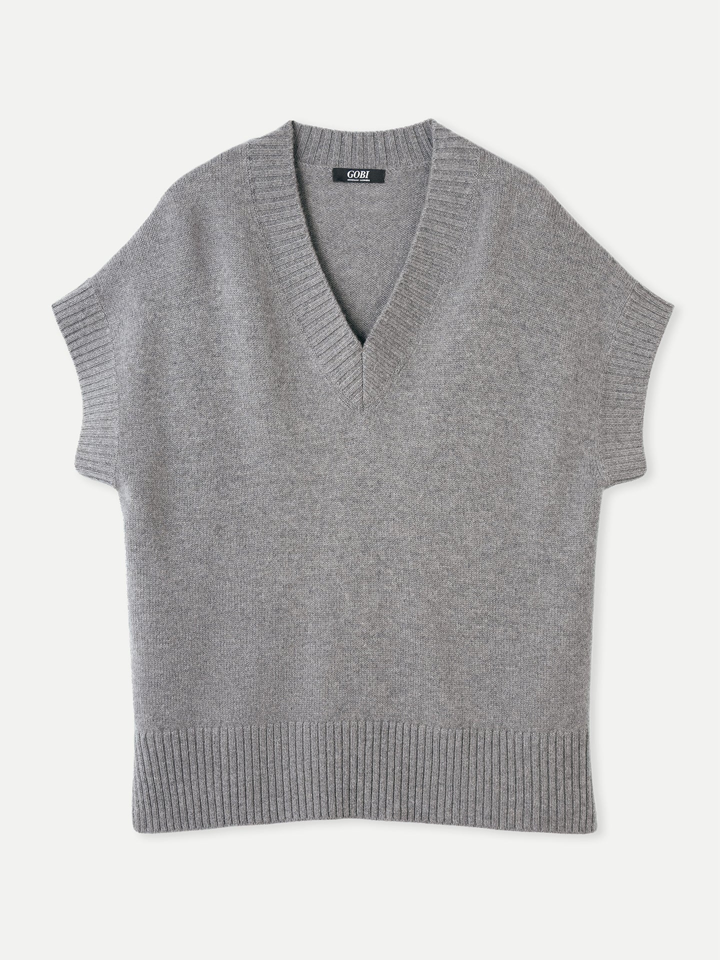 Cashmere V-Neck Sweater with Short Sleeves