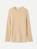 A beige cashmere sweater with side zippers, displayed against a neutral background. #color_warm-grey
