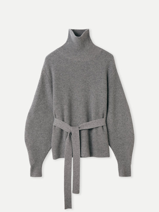 Belted Cashmere Turtleneck