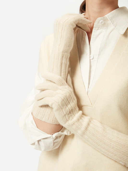 Women's Organic Cashmere Gloves Off White - Gobi Cashmere