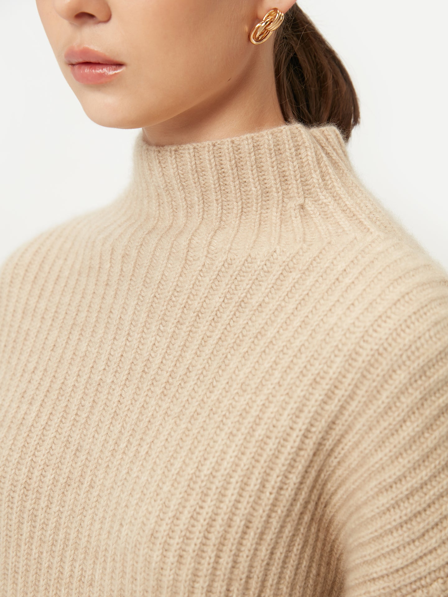 Women's Organic Cashmere Mock-Neck Sweater Warm Grey - Gobi Cashmere