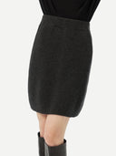 front view of a dark gray minimal mini skirt #color_charcoal