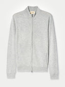 flat lay of a light gray zip up cardigan with side pockets on a light gray background #color_high-rise
