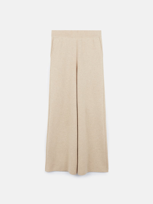 Women's Cashmere Wide-Leg Pants Beige - Gobi Cashmere