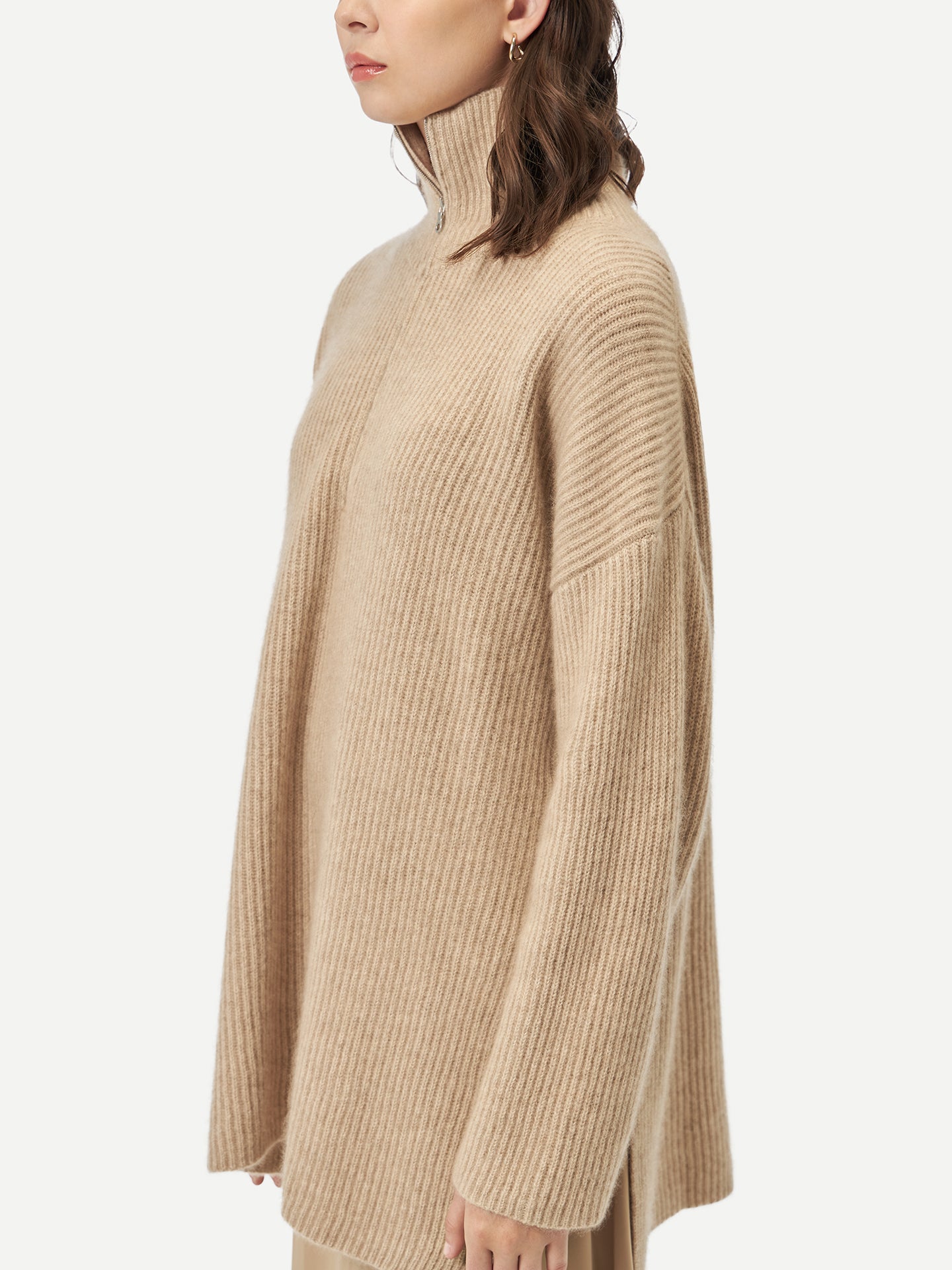 Organic Color Cashmere Quarter-Zip Sweater