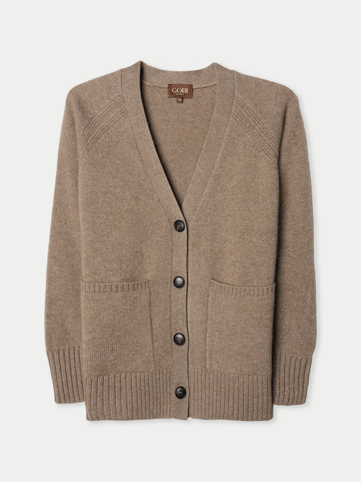 Organic Colour Relaxed-Fit Cashmere Cardigan Taupe - Gobi Cashmere