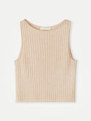 Beige ribbed tank top on a white background #color_beige