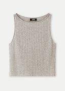Beige ribbed tank top on a white background #color_dawn-blue