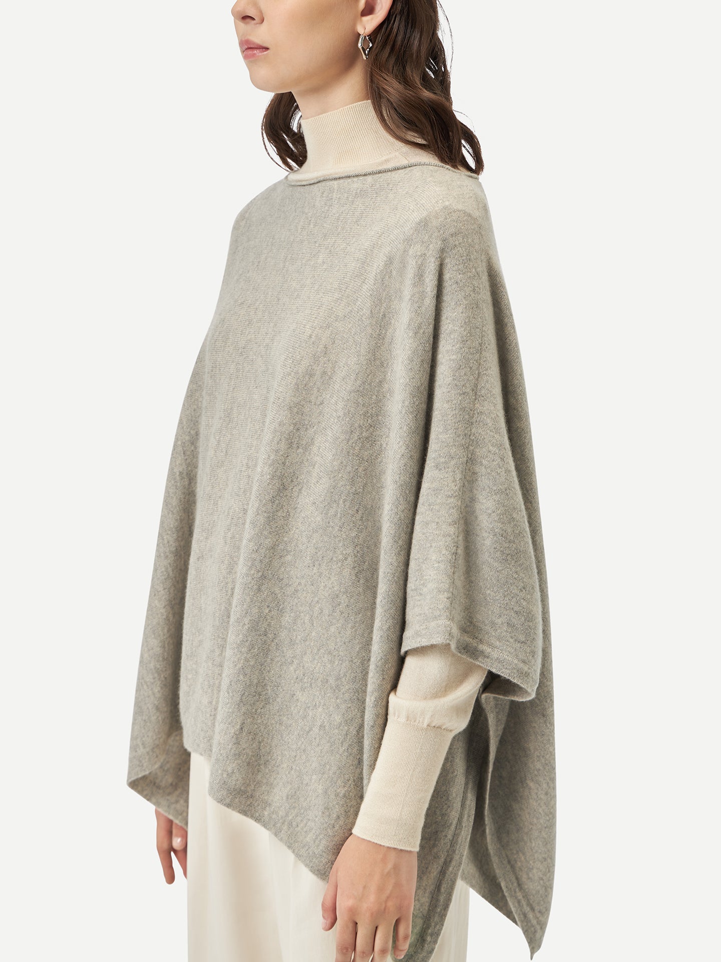 Women Boat-Neck Cashmere Poncho Dawn Blue - Gobi Cashmere 