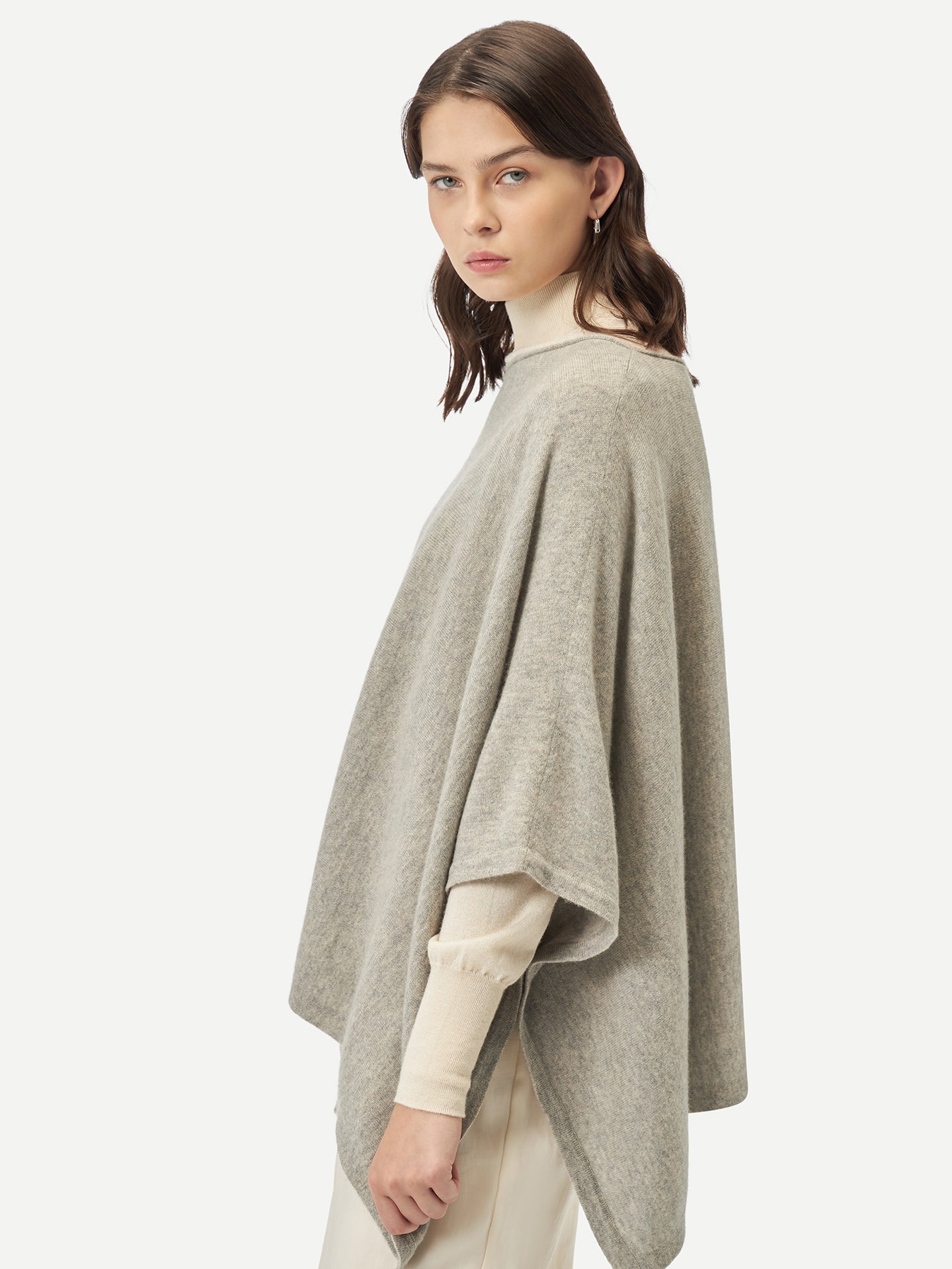 Women Boat-Neck Cashmere Poncho Dawn Blue - Gobi Cashmere 