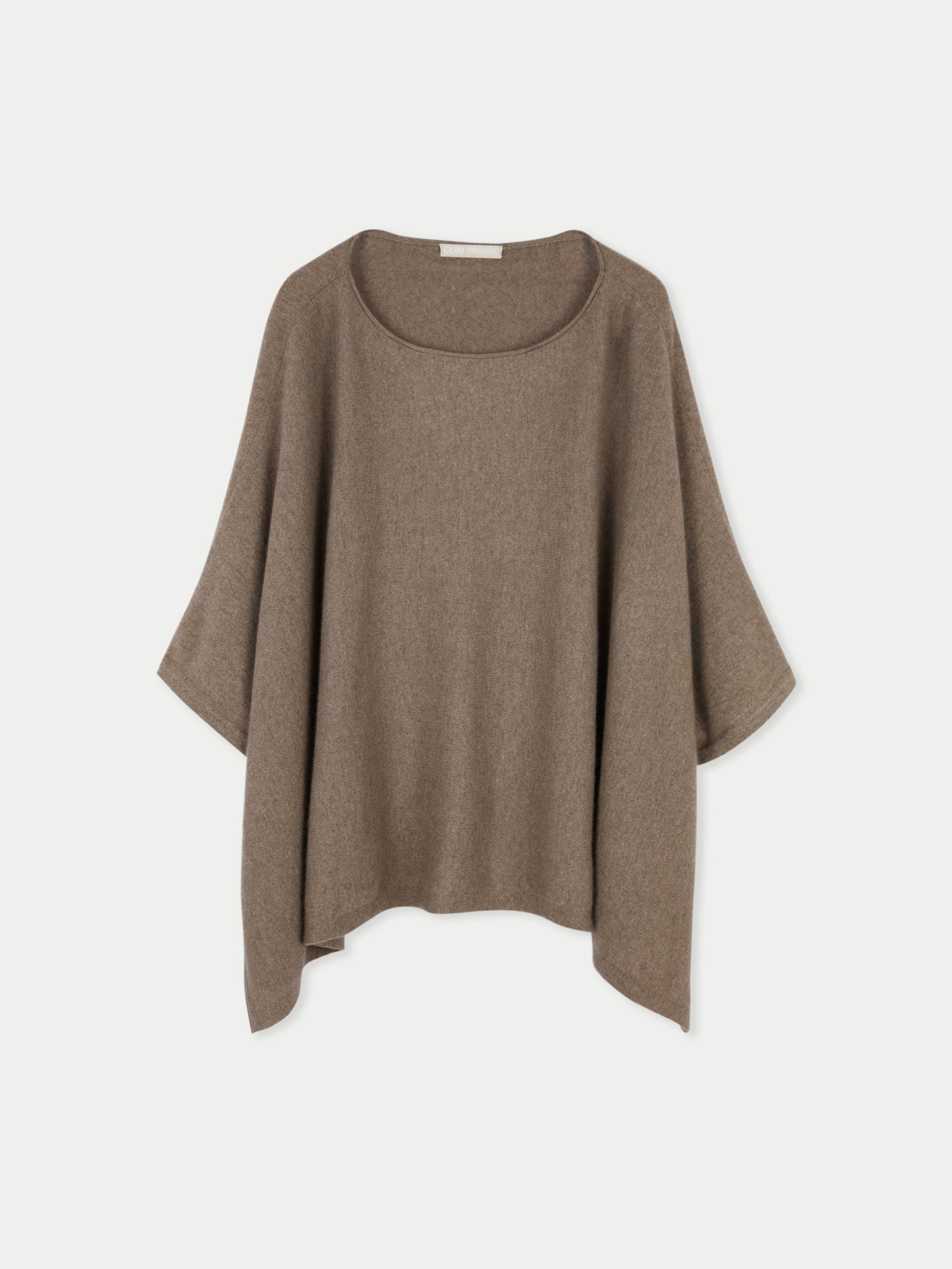 Women's Organic Colour Boat-Neck Cashmere Poncho Taupe - Gobi Cashmere