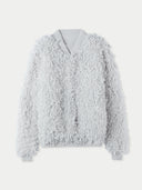 a gray Loop-Stitch Cashmere Cardigan Silver Birch - Gobi Cashmere #color_silver-birch