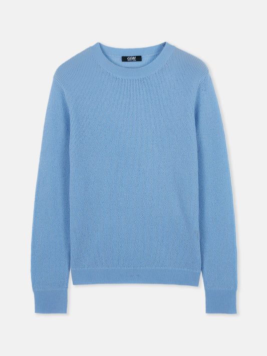 Ajour-Knit Cashmere Crewneck Sweater