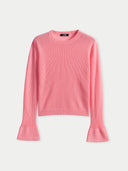 Pink sweater with ruffled sleeves on a light gray background #color_shell-pink