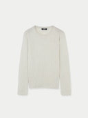 Women's Cashmere Silk Sweater with Silver Threading Whisper White - Gobi Cashmere #color_whisper-white