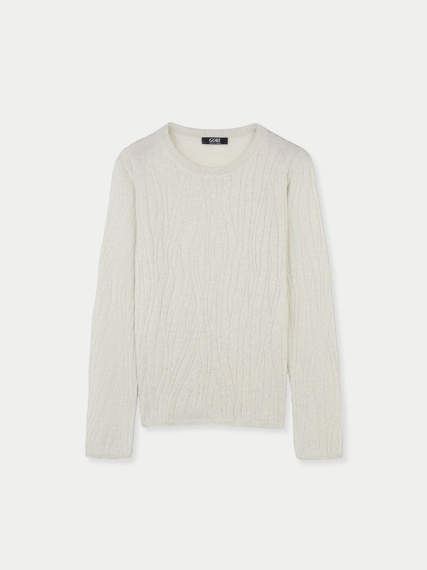 Women's Cashmere Silk Sweater with Silver Threading Whisper White - Gobi Cashmere