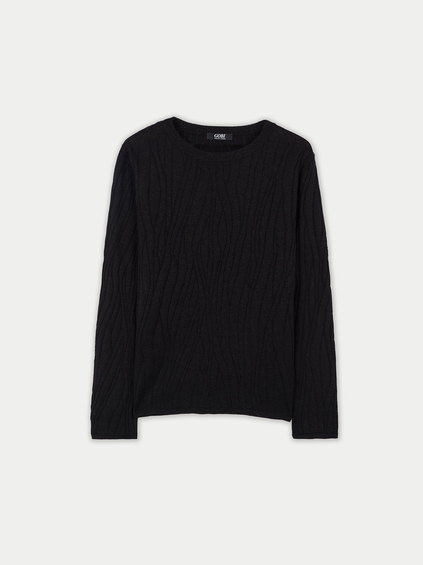 Women's Cashmere Silk Sweater with Silver Threading Black - Gobi Cashmere
