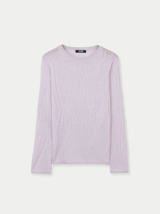 Women's Cashmere Silk Sweater with Silver Threading Orchid Tint - Gobi Cashmere