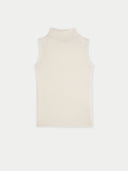 white high neck sleeveless top in a gray background #color_marshmallow