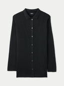 Women's Silk Cashmere Cardigan Black - Gobi Cashmere #color_black