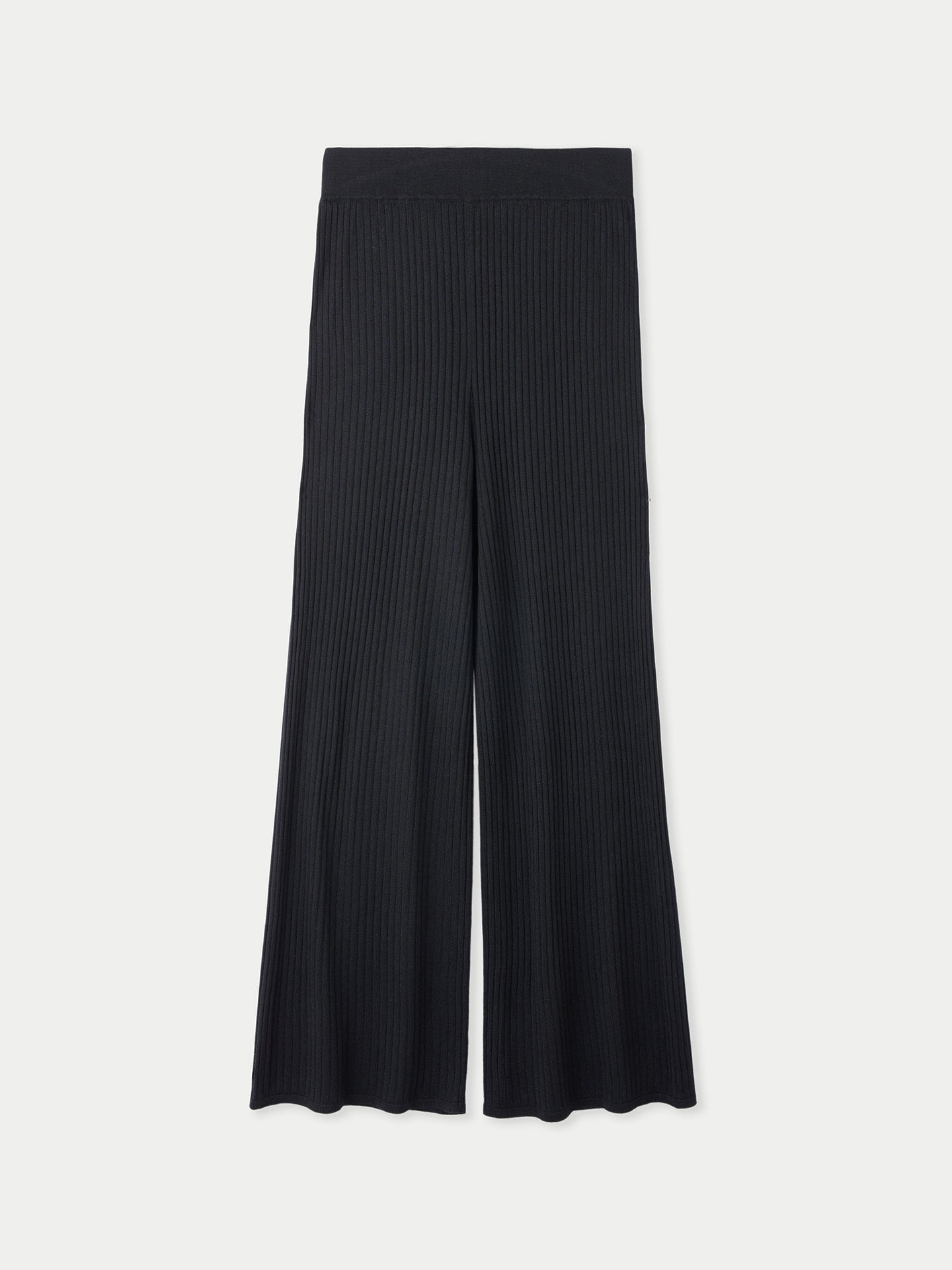 Women's Rib-Knit Silk Cashmere Blend Pants Black - Gobi Cashmere