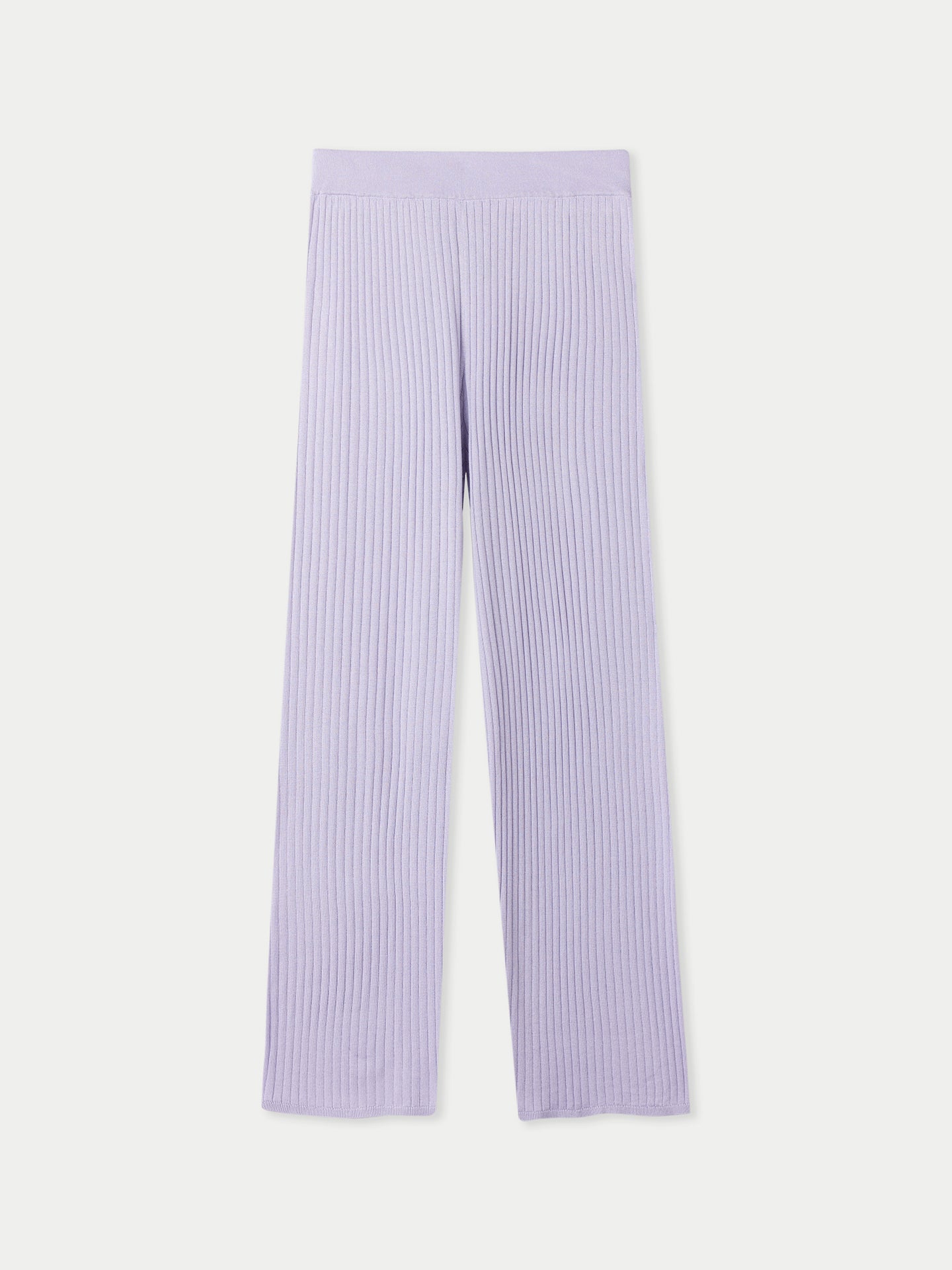 Women's Rib-Knit Silk Cashmere Blend Pants Purple Heather - Gobi Cashmere