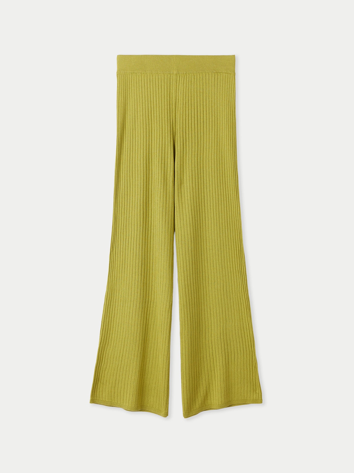 Women's Rib-Knit Silk Cashmere Blend Pants Dark Citron - Gobi Cashmere