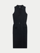 Women's Sleeveless Silk Cashmere Polo Dress Black - Gobi Cashmere #color_black