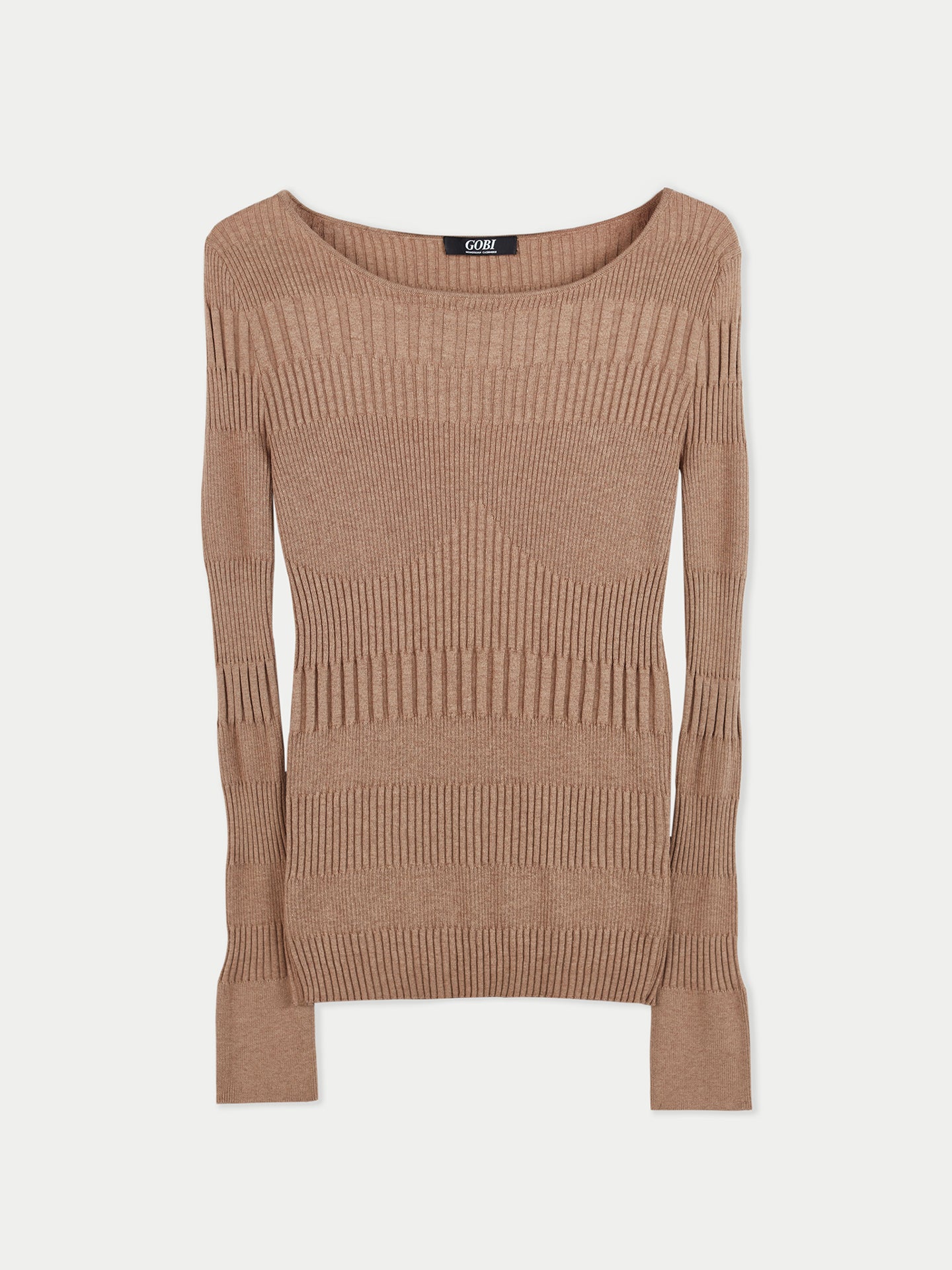 Women's Ribbed Cotton Silk Cashmere Blend Sweater Taupe - Gobi Cashmere